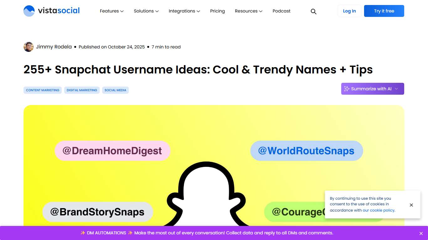 255+ Snapchat Username Ideas: Cool & Trendy Names + Tips | Vista Social